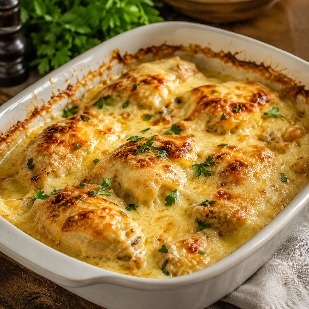 Frango cremoso gratinado