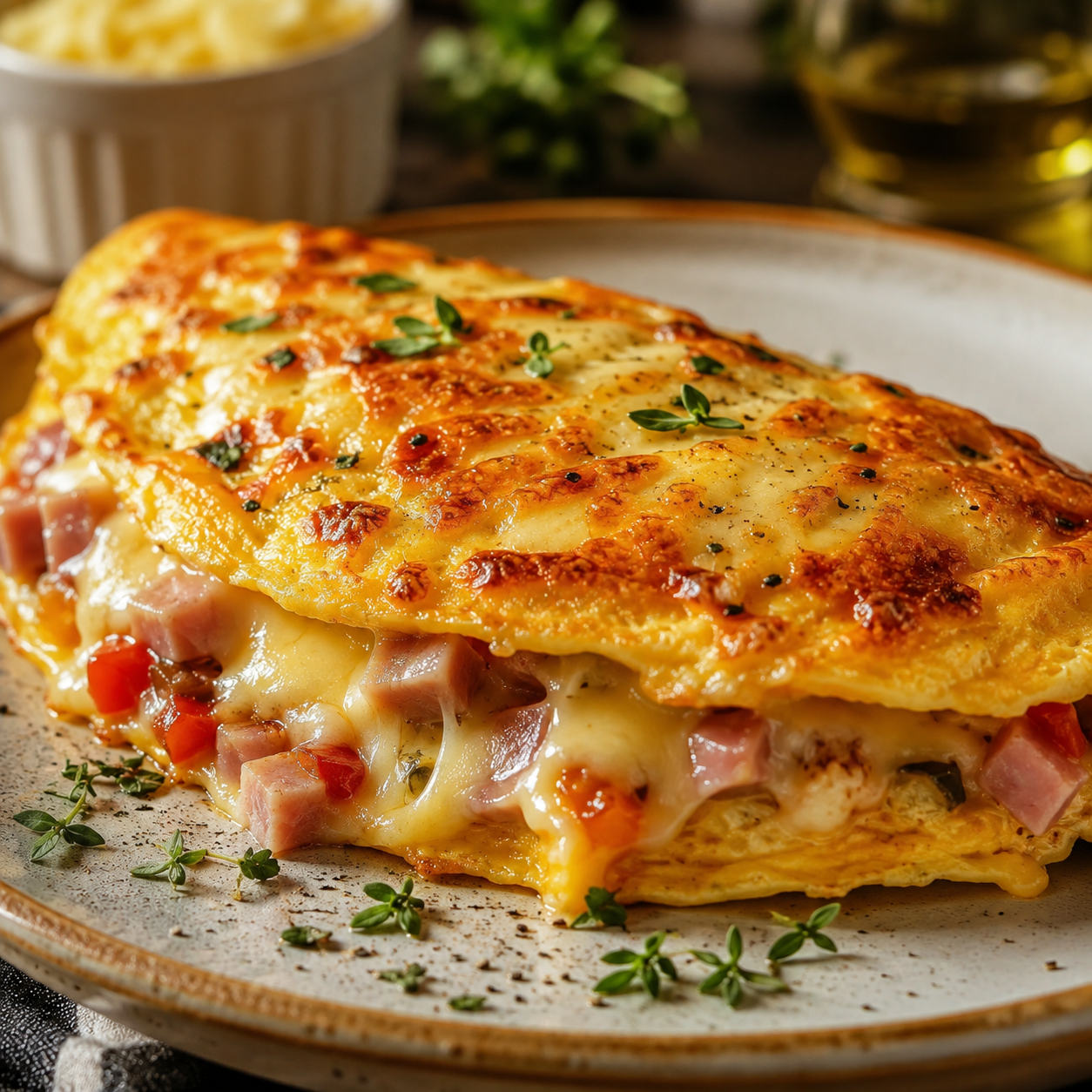 Omelete recheada gratinada
